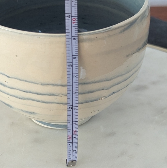 Hand Thrown Blue and Cream Marble Ceramic Bowl | Pottery | Handmade - Picture 7 of 7